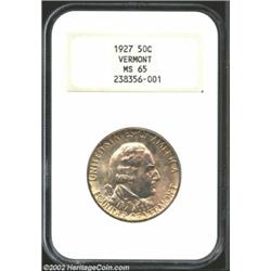 1927 50C Vermont MS65 NGC. Well struck with few imperfections and slightly uneven olive patina.From.