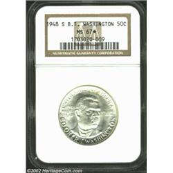 1948-S 50C Booker T. Washington MS67 * NGC. Fully brilliant and essentially pristine, this Superb Ge