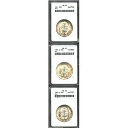 1951 SET Booker T. Washington PDS Set MS65 ANACS. All three Gems are lustrous with above average str