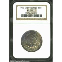 1952 50C Washington-Carver MS66 NGC. Entirely blanketed by deep multicolored patina, this gorgeous G
