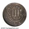 Image 2 : Undated 3CS Type Two Three Cent Silver--15% Off Center--VG10 NGC. Struck off center toward 5 o'clock