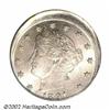 Image 1 : 1891 5C Nickel--Struck 10% Off Center--MS64 PCGS. Struck off center at 7 o'clock. STATES is close to