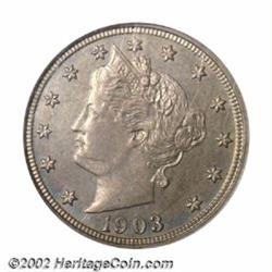 1903 5C Nickel--Medallic Alignment--PR65 NGC. Nearly all U.S. coins are struck with the dies aligned