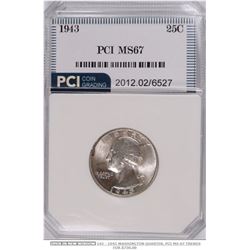 1943 US Washington Quarter - MS 67!!