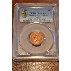 1944 Canada Penny - PCGS Genuine Cleaning AU Details