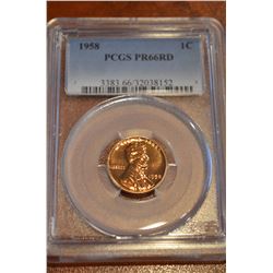 1958 Lincoln Penny - PCGS PR63 RED