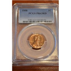 1958 Lincoln Penny - PCGS PR64 RED