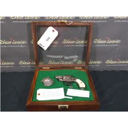 PINKERTON SMITH & WESSON 38 CAL, D.A. REVOLVER, 3RD MODEL,MOTHER OF PEARL GRIP, ENGRAVED PINKERTON D