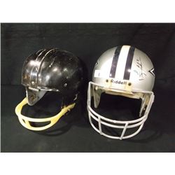 DALLAS COWBOYS HELMET, SIGNED BY # 8 TROY AIKMAN & VINTAGE BLACK FOOTBALL HELMET