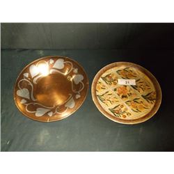 LOT: FLORAL PLATE & METAL BOWL