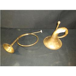 2 VINTAGE BUGLE HORNS