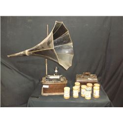 THOMAS A. EDISON STANDARD PHONOGRAPH W/ GOLD MOLDED RECORDS