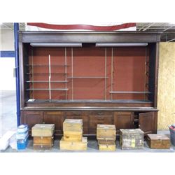 CUSTOM MADE CHERRY WOOD HUTCH / SHELVING UNIT, 129"Lx102"H