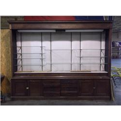 CUSTOM MADE CHERRY WOOD HUTCH / SHELVING UNIT, 189"Lx102"H