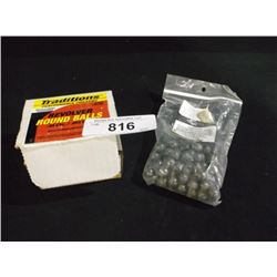 BOX: TRADITIONS REVOLVER ROUND BALLS, .44 CAL, .454 DIA