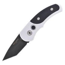 !NEW! Runt J4 Automatic, Silver Handle, Black Tanto Blade MNA-X-PT5401