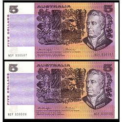 Australia, Five Dollars, Knight/Wheeler (1976) NSY 030507/08 (R.206a)
