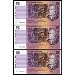 Australia, Five Dollars, Knight/Wheeler (1976) NVZ 154501/03 (R.206c)