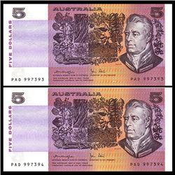 Australia, Five Dollars, Knight/Stone (1979) PAD 997393/94 (R.207)