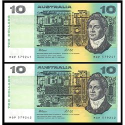 Australia, Ten Dollars, Fraser/Cole (1991) MQP 579241/42 (R.313a, b)