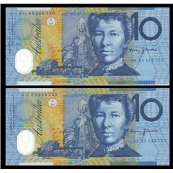 Australia, Ten Dollars, Fraser/Evans (1993) JG/93 249730/31 (R.216a)