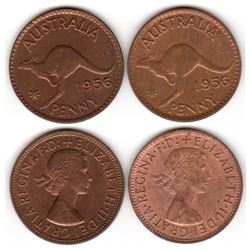Australia, Penny, Elizabeth II, 1956 and 1956Y.