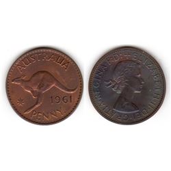 Australia, Penny, Elizabeth II, 1961Y.