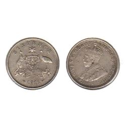 Australia, Sixpence, George V, 1911