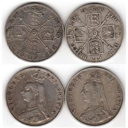 Great Britain, Double Florins, Queen Victoria, 1887 and 1889