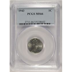 1943 LINCOLN STEEL CENT, PCGS MS-66