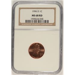 1996-D LINCOLN CENT, NGC MS-68 RED  RARE NGC PRICE GUIDE=$190.00!