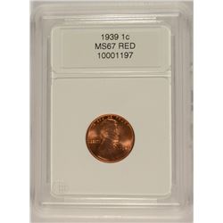 1939 LINCOLN CENT, CCGS MS-67 RED  RARE IN THIS GRADE,  LISTS FOR $175.00
