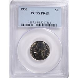 1955 JEFFERSON NICKEL, PCGS PROOF-68