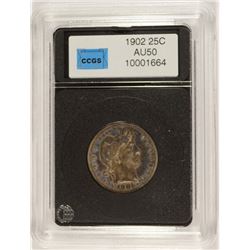 1902 BARBER QUARTER, CCGS AU-50
