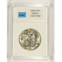 1936 WALKING LIBERTY HALF DOLLAR, CCGS MS-65+  BLAST WHITE!