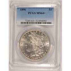 1896 MORGAN SILVER DOLLAR, PCGS MS-64+  BLAST WHITE!
