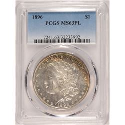 1896 MORGAN SILVER DOLLAR, PCGS MS-63 PL