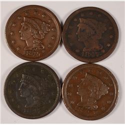 (4) 1847 LARGE CENTS