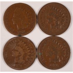 (4) 1874 INDIAN HEAD CENTS