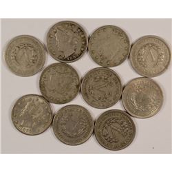 (10) 1883 N/C V-NICKELS