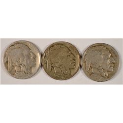 (3) 1921-S BUFFALO NICKELS