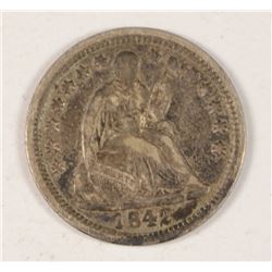 1842-O SEATED HALF DIME VG/F