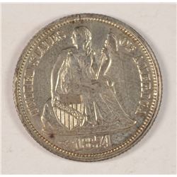 1874 PROOF SEATED DIME CH PROOF