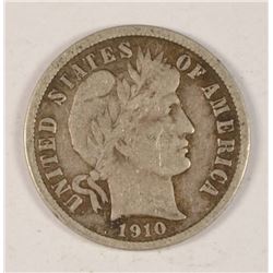 1910-S BARBER DIME F/VF