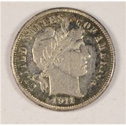 1911-S BARBER DIME XF/AU