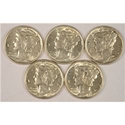 (5) CH BU MERCURY DIMES