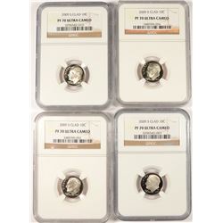 (4) 2009-S PROOF ROOSEVELT DIMES NGC PF-70'S UC