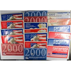 U.S. MINT SETS: 2-2000, 1-2001, 2-2002, 3-2003 & 1-2004