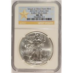 2012 (W) AMERICAN SILVER EAGLE NGC MS-70 EARLY RELEASE