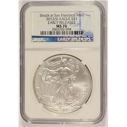 2012 (S) AMERICAN SILVER EAGLE NGC MS-70 EARLY RELEASE